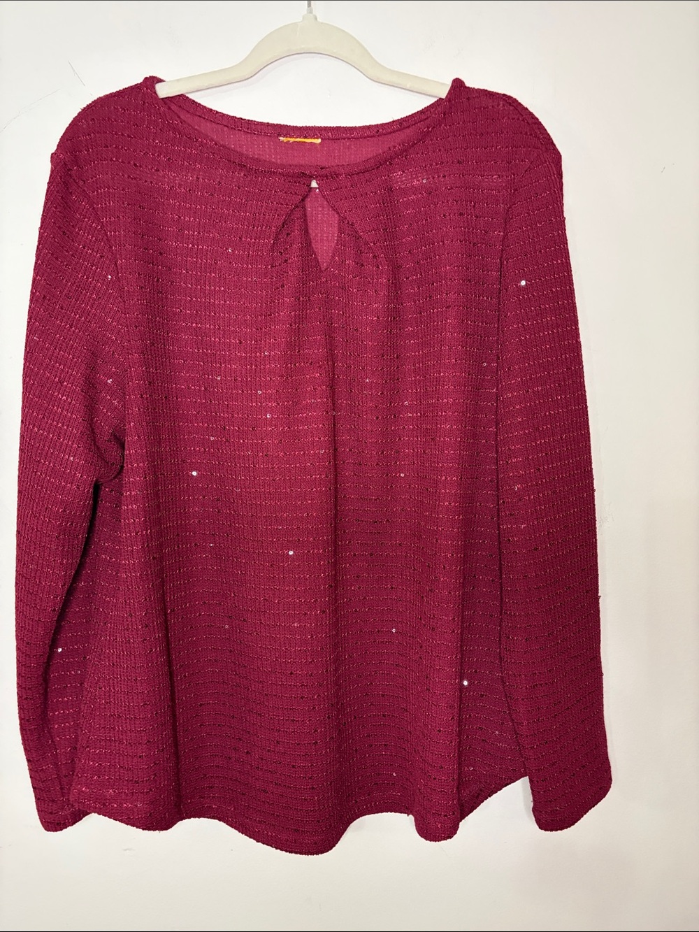 Ruby Rd. Textured Long-Sleeve Keyhole Sweater - Raspberry - Picture 2 of 4